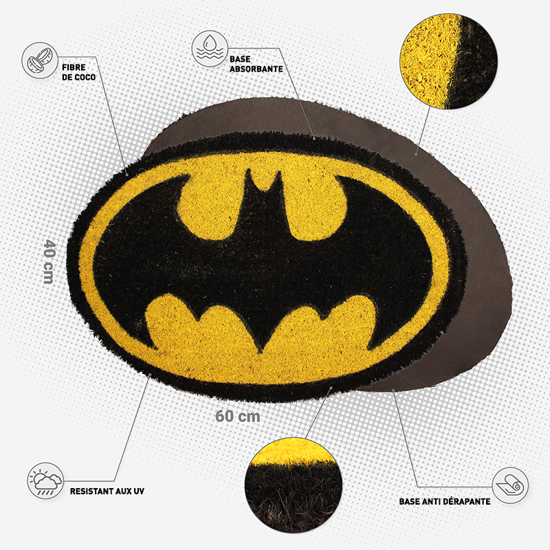 Dc Paillasson Batman Logo Oval 60X40cm