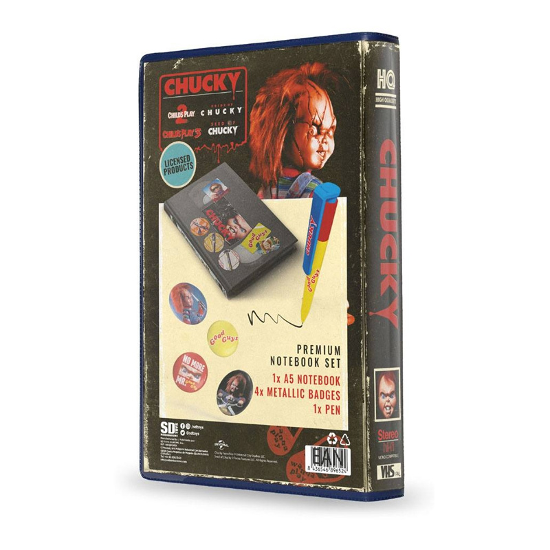 Chucky Stationery Set Vhs Cahier Badges Stylo