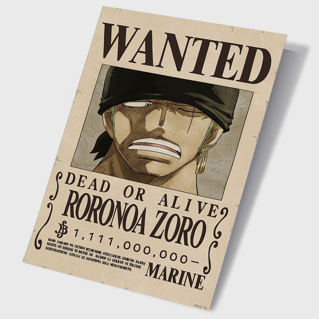 One Piece Poster 3D Wanted Zoro Egghead 38X58cm