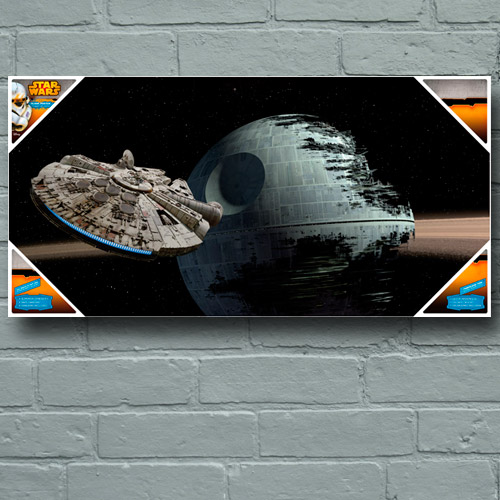 SW Millenium Versus Death Star poster en verre 60x30cm
