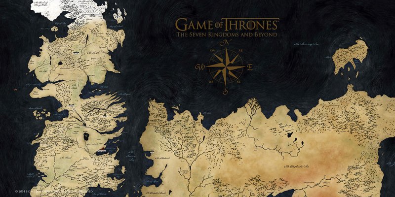 Game of Thrones Westeros Map poster en verre 60x30cm