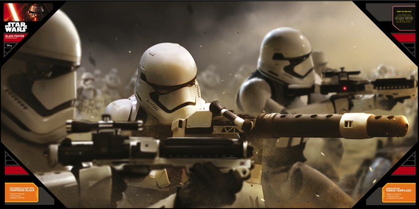 SW Episode 7 poster en verre 60x30cm Stormtrooper Battle