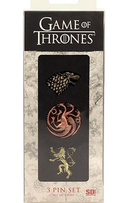 Game Of Thrones Set de 3 Pins Stark Targaryen Lannister