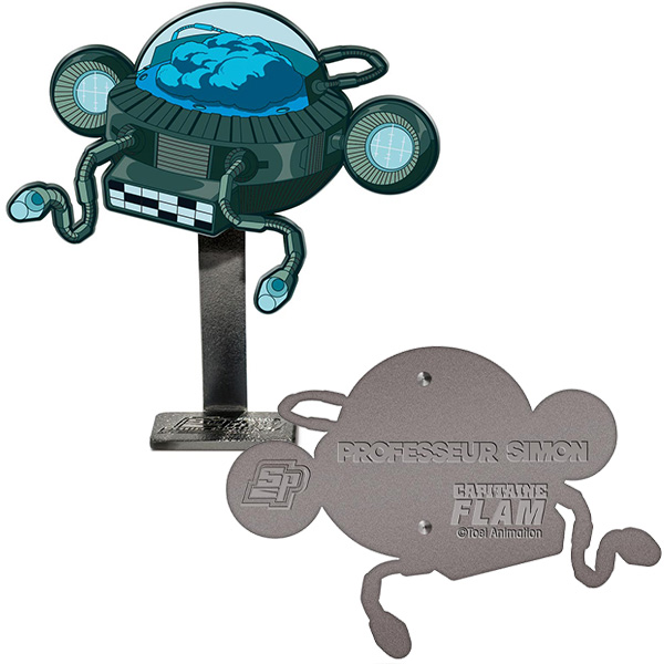 Capitaine Flam Pins Blister Card Professeur Simon 10,5cm