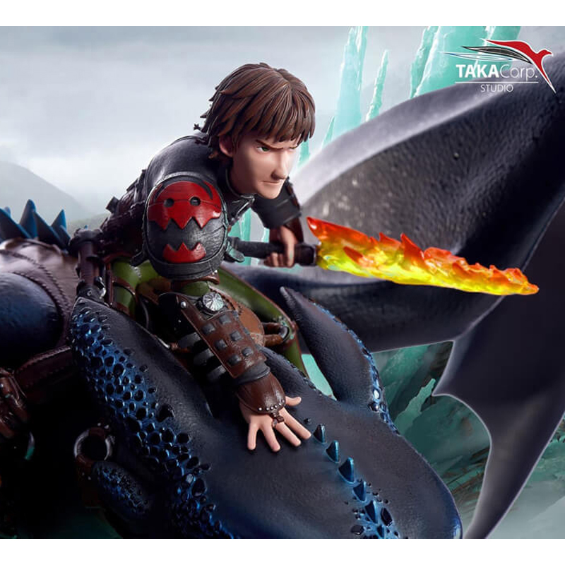 How To Train Your Dragons Toothless Krokmou et Harold Statue Resine 1/6