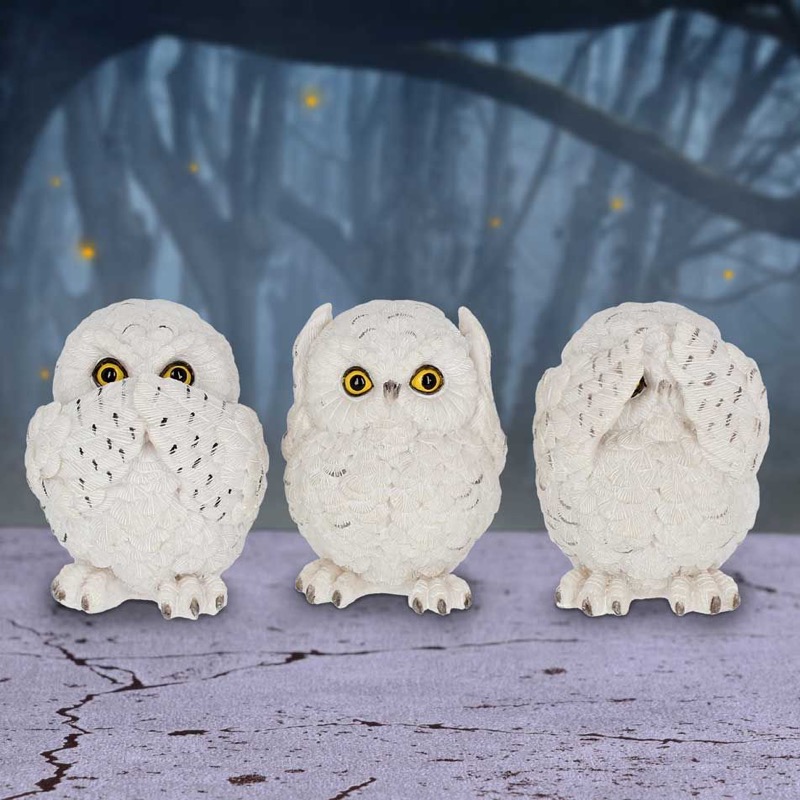 Three Wise Owls 8Cm