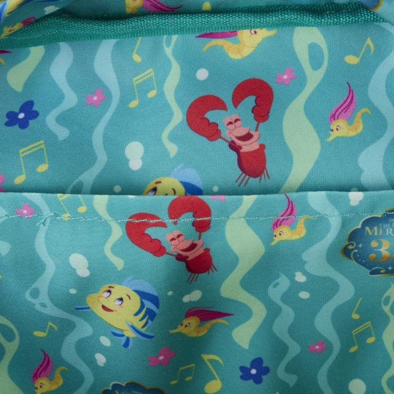 Disney Loungefly Sac A Dos Nylon Little Mermaid Petite Sirene 35Th Anniv 