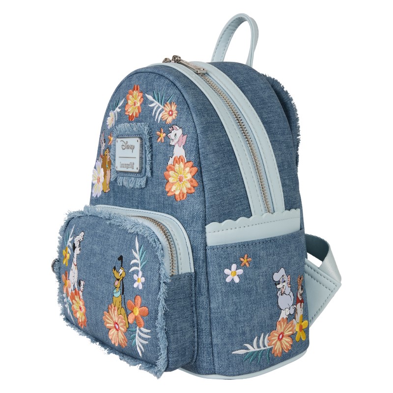 Disney Loungefly Mini Sac A Dos Dogs & Cats Faux Denim Fringe