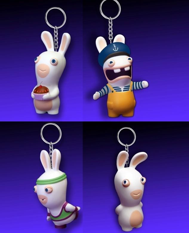 Lapins crétins porte clé mousse set de 4